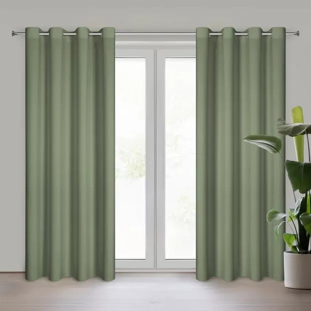 Zasłona na przelotkach 140x250 RITA jednokolorowa oliwkowa z miękkiej tkaniny