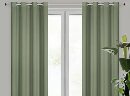 Zasłona na przelotkach 140x250 RITA jednokolorowa oliwkowa z miękkiej tkaniny