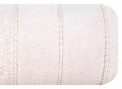 Ręcznik bawełniany 70x140 MARI jasny róż z welurową bordiurą w pasy