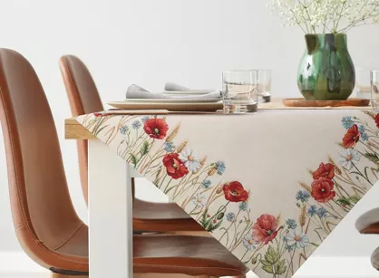 Nakładka gobelinowa 100x100 1306 naturalna z nadrukiem maków