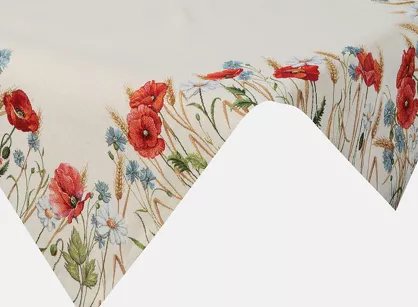 Nakładka gobelinowa 100x100 1306 naturalna z nadrukiem maków