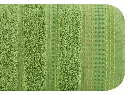 Ręcznik 30x50 POLA zielony z kolorową bordiurą zakończoną stebnowaniem 500 g/m2