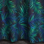 Zasłona na przelotkach 140x250 PALMS 1 czarna z nadrukiem zielonych niebieskich liści palmy - 6