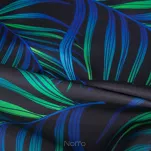 Zasłona na przelotkach 140x250 PALMS 1 czarna z nadrukiem zielonych niebieskich liści palmy - 3