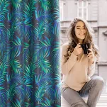 Zasłona na przelotkach 140x250 PALMS 1 czarna z nadrukiem zielonych niebieskich liści palmy - 9