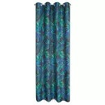 Zasłona na przelotkach 140x250 PALMS 1 czarna z nadrukiem zielonych niebieskich liści palmy - 10