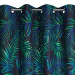 Zasłona na przelotkach 140x250 PALMS 1 czarna z nadrukiem zielonych niebieskich liści palmy - 4
