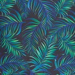 Zasłona na przelotkach 140x250 PALMS 1 czarna z nadrukiem zielonych niebieskich liści palmy - 2