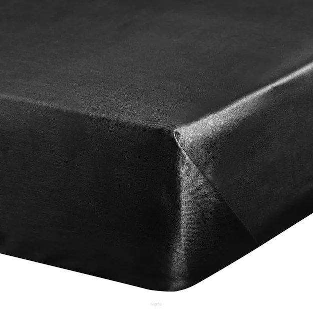 Prześcieradło satyna bawełniana bez gumki DINA czarne 180x210 z kolekcji Diva Line