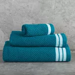 Ręcznik bawełniany 70x140 MADLEN ciemny turkus zdobiony kontrastową elegancką bordiurą - 2