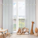 Firana na przelotkach 140x250 KIDS 2 kremowa z etaminy zdobiona taśmą dekoracyjną w wiszące słoniki - 8