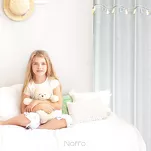 Firana na przelotkach 140x250 KIDS 2 kremowa z etaminy zdobiona taśmą dekoracyjną w wiszące słoniki - 10