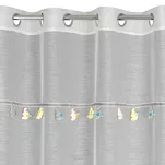 Firana na przelotkach 140x250 KIDS 2 kremowa z etaminy zdobiona taśmą dekoracyjną w wiszące słoniki - 4