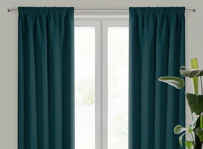 Zasłona na taśmie 135x270 LOGAN zaciemniająca petrol jednokolorowa z półmatowej tkaniny