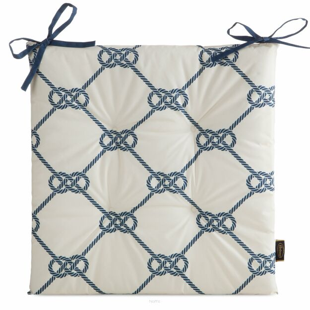 Siedzisko na taras 43x43x4 GARDEN 17 białe wodoodporne styl morski z troczkami