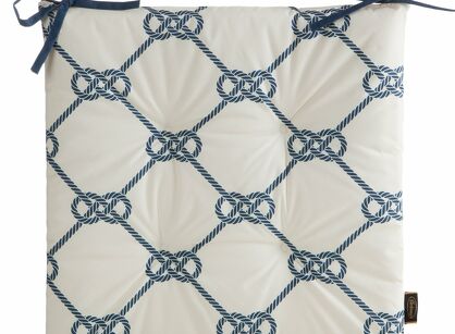 Siedzisko na taras 43x43x4 GARDEN 17 białe wodoodporne styl morski z troczkami