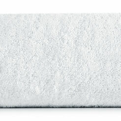 Ręcznik 50x90 VENUS Eva Minge biały zdobiony bordiurą w kolorze ręcznika z napisami projektantki 550 g/m2