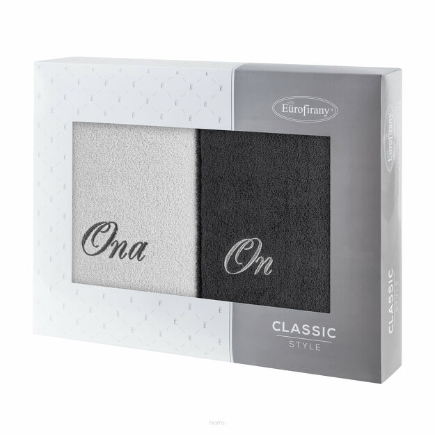 Komplet ręczników 2x70x140 ON ONA srebrne stalowe