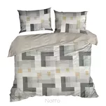 Pościel bawełniana 220x200 LEA 6 czarna musztardowa z wzorem geometrycznym dwustronna Design 91 - 3