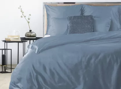 Pościel satynowa 220x200 NOVA 3 jednokolorowa gładka niebieska