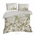 Pościel satynowa 220x200 SPRING 8 beżowa z nadrukiem egzotycznych zielonych liści - 6