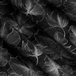 Zasłona na taśmie 140x300 STELLA welwetowa czarna ze srebrnym kwiatowym nadrukiem - 7