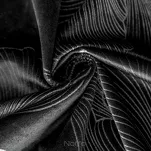 Zasłona na taśmie 140x300 STELLA welwetowa czarna ze srebrnym kwiatowym nadrukiem - 3