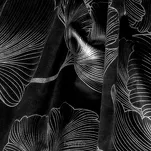 Zasłona na taśmie 140x300 STELLA welwetowa czarna ze srebrnym kwiatowym nadrukiem - 9