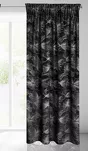 Zasłona na taśmie 140x300 STELLA welwetowa czarna ze srebrnym kwiatowym nadrukiem - 6