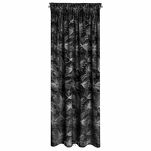 Zasłona na taśmie 140x300 STELLA welwetowa czarna ze srebrnym kwiatowym nadrukiem - 18