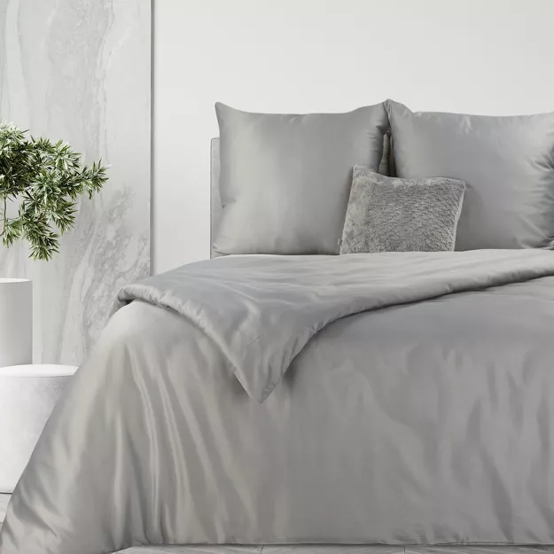 Pościel bawełniana 160x200 HARMONY srebrna gładka