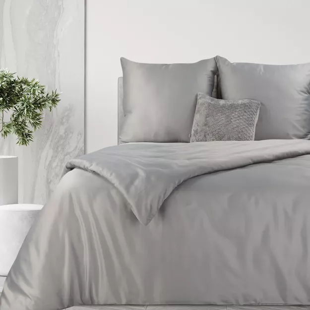 Pościel bawełniana 160x200 HARMONY srebrna gładka