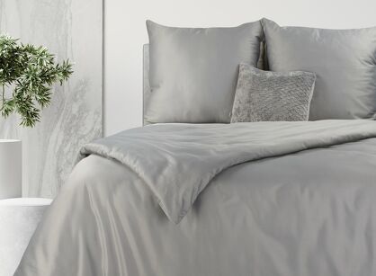 Pościel bawełniana 160x200 HARMONY srebrna gładka
