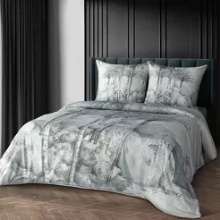 Pościel z makosatyny 160x200 SKYE Eva Minge jasno szary stalowy designerski wzór Premium