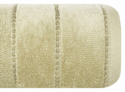 Ręcznik 30x50 MARI beżowy z welurową bordiurą w pasy 500 g/m2