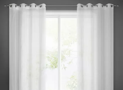 Firana na przelotkach 140x250 CARLA biała z etaminy o strukturze deszczyku