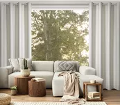 Zasłona na przelotkach 140x250 SELINA zaciemniająca kremowa z błyszczącą nicią - 8