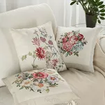 Poszewka gobelinowa 100x100 4039 naturalna z nadrukiem kwiatowym - 2