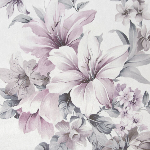 Serwetka welwetowa 30x40 VELVET 5 kremowa z designerskim fioletowym wzorem kwiatów 4 szt.