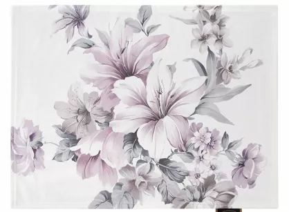 Serwetka welwetowa 30x40 VELVET 5 kremowa z designerskim fioletowym wzorem kwiatów 4 szt.