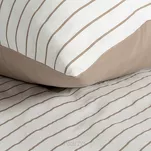 Pościel satynowa 220x200 RAYA biała beżowa w paseczki - 2