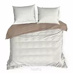 Pościel satynowa 220x200 RAYA biała beżowa w paseczki - 7