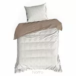 Pościel satynowa 220x200 RAYA biała beżowa w paseczki - 5