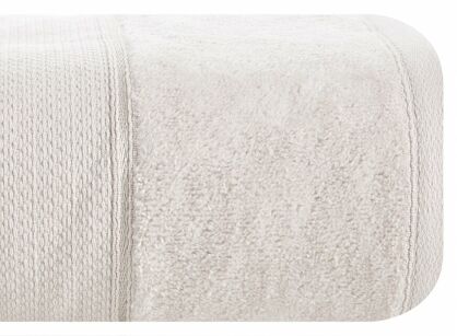 Ręcznik 50x90 JESSI beżowy z fakturą krateczki i gładką welurową bordiurą