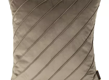 Poszewka welwetowa 45x45 NALA 3 beżowa przeszywana w geometryczny wzór pasów