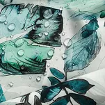 Zasłona na taras 155x260 GARDEN 2 na szelkach zapinanymi na rzepy biała z zielonym wzorem kwiatowym wodoodporna - 7