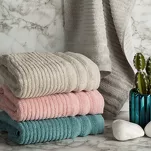 Ręcznik bawełniany 50x90 SAMMY biały puszysty Zero Twist w prążki 400 g/m2 - 6