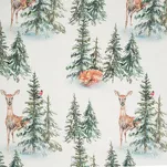 Pościel świąteczna 220x200 DEER biało zielona nadruk choinek z bawełny renforce - 2