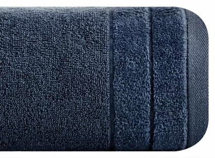 Ręcznik bawełniany 70x140 DAMLA granatowy gładki z subtelną bordiurą
