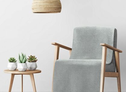 Koc na fotel bawełniany 70x160 AMBER srebrny o strukturze wafla Design 91